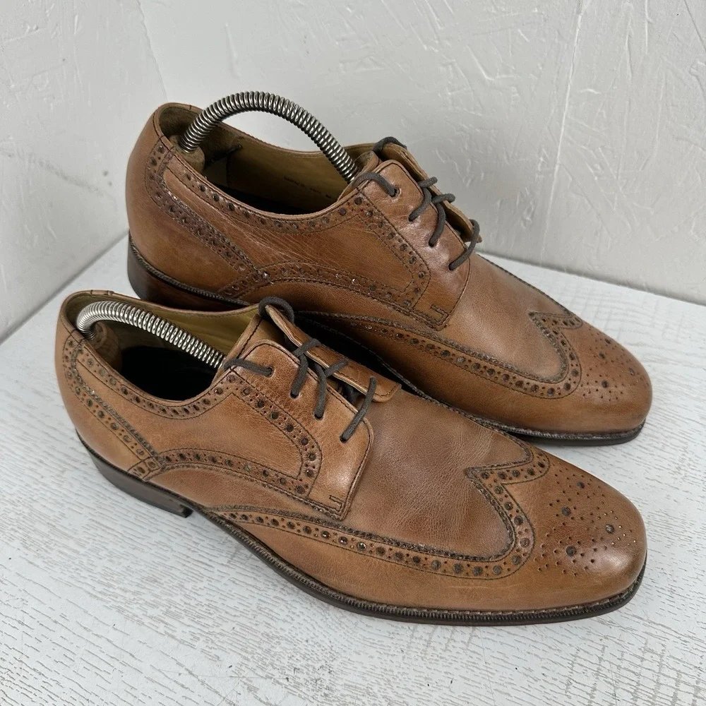 Cole Haan Air Giraldo Wingtip Derby Comfort Dress Shoes Men's 10.5 Tan Excellent
